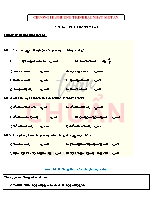 Đề cương ôn thi môn Toán Lớp 8 - Chương III Phương trình bậc nhất một ẩn